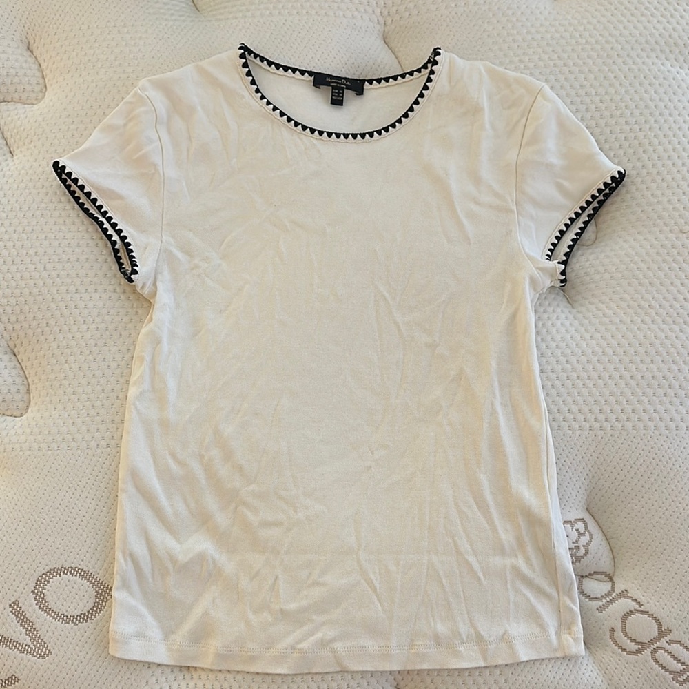Women's White Top with Black Trim